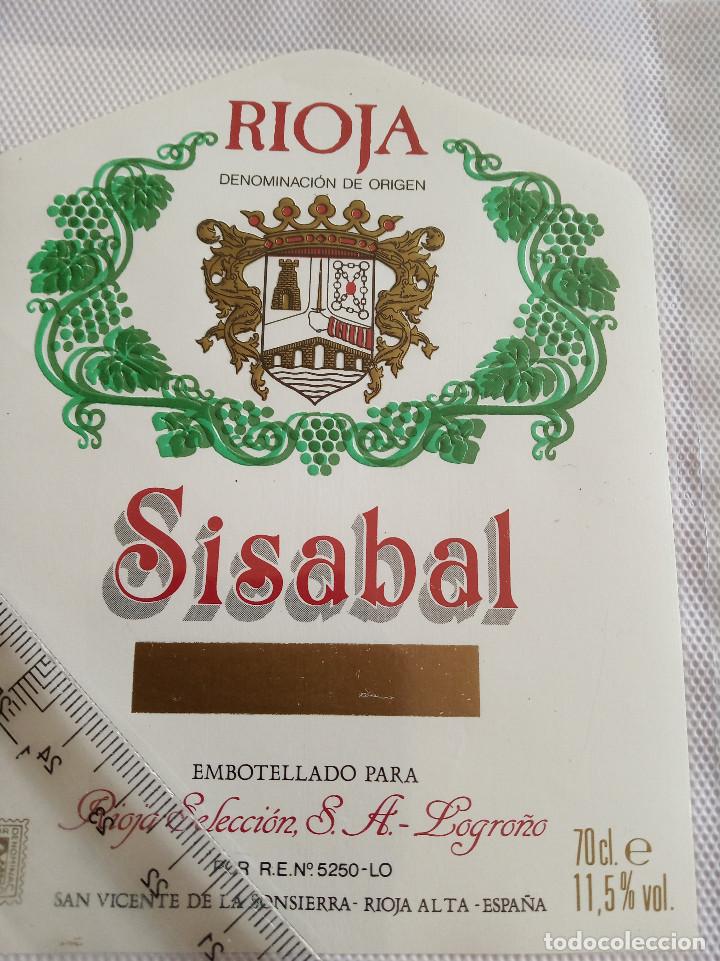 Etiquetas antiguas: etiqueta de vino - sisabal - rioja - embotellado para rioja seleccion s.a.logro&ntilde;o -