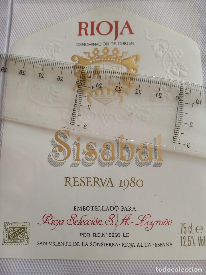 Etiquetas antiguas: etiqueta de vino - sisabal - rioja - reserva 1980 -