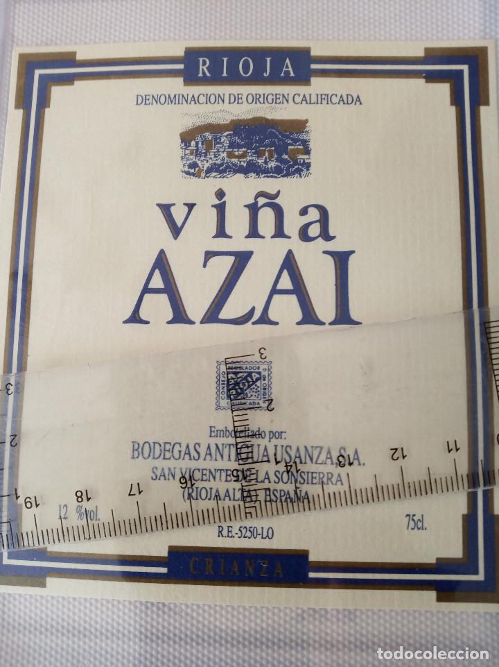 Etiquetas antiguas: etiqueta de vino - vi&ntilde;a azalai - rioja - crianza - embotellado por bodegas antigua usanza s.a.