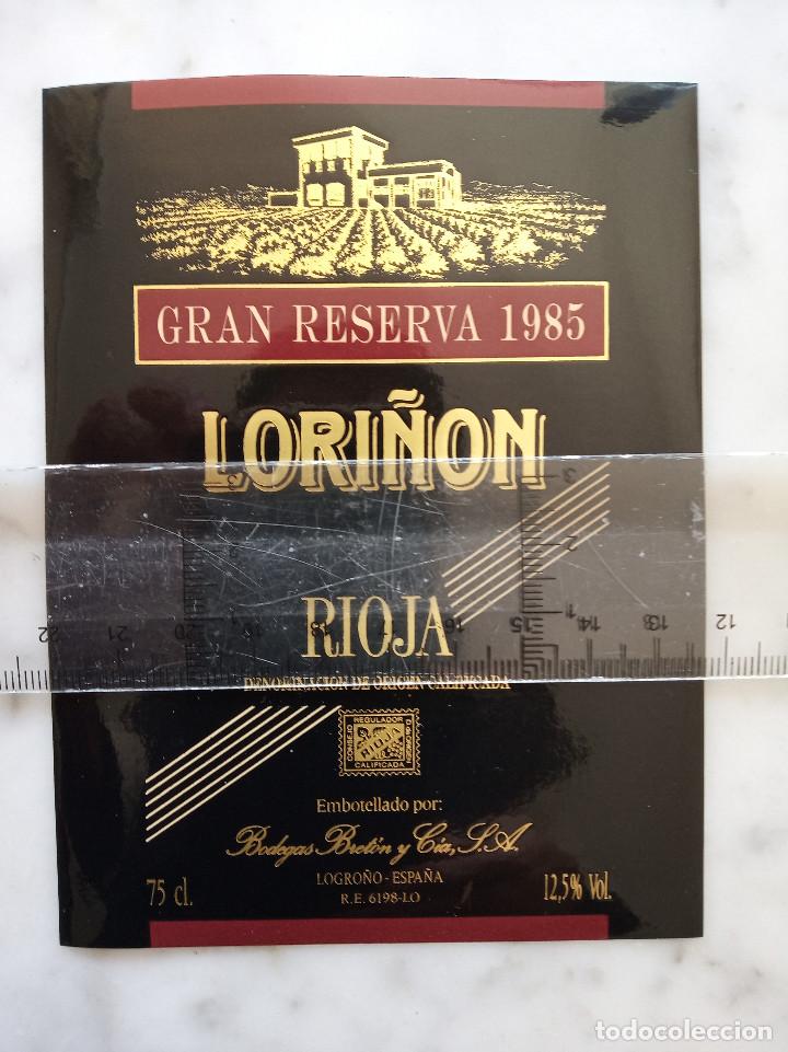 Etiquetas antiguas: etiqueta de vino - lori&ntilde;on - rioja - gran reserva 1985 -