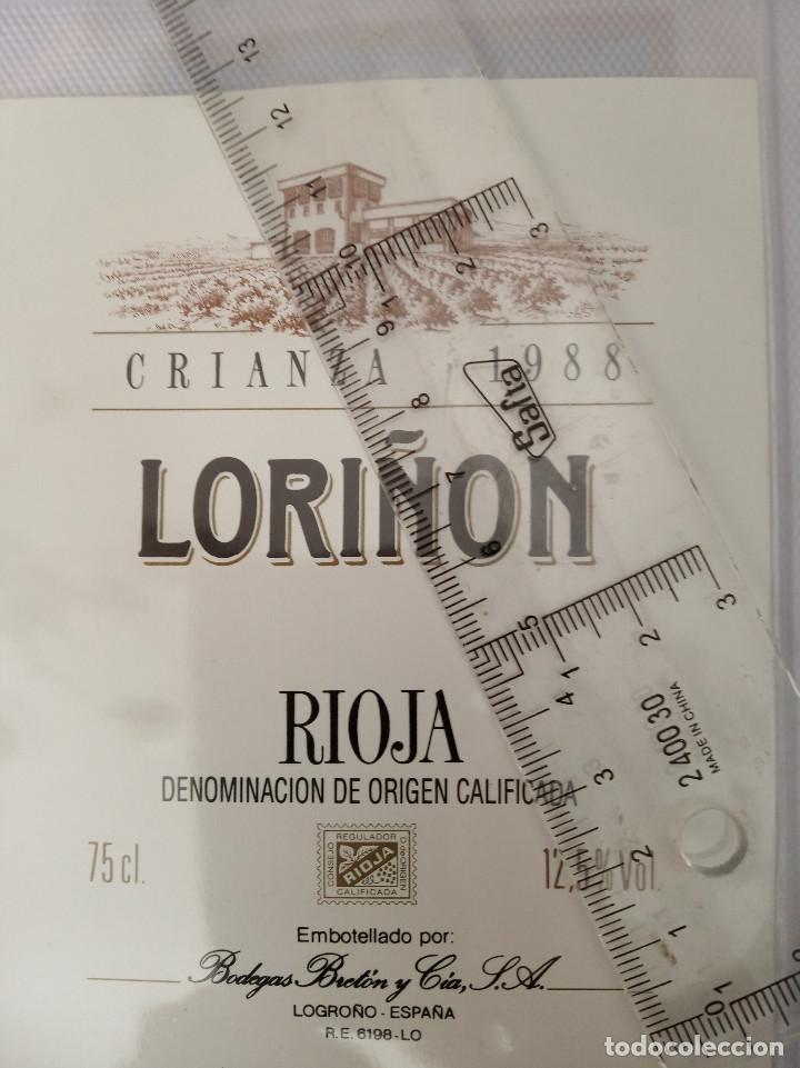 Etiquetas antiguas: etiqueta de vino - lori&ntilde;on - rioja - crianza 1988 - denominacion de origen calificada -