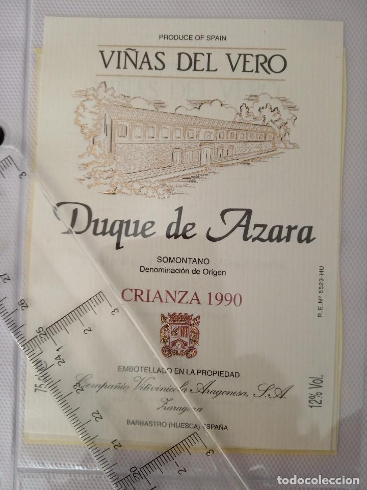 Etiquetas antiguas: etiqueta de vino - vi&ntilde;as de vero - duque de azara - crianza 1990 -