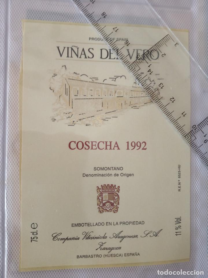 Etiquetas antiguas: etiqueta de vino - vi&ntilde;as de vero - cosecha 1992 -