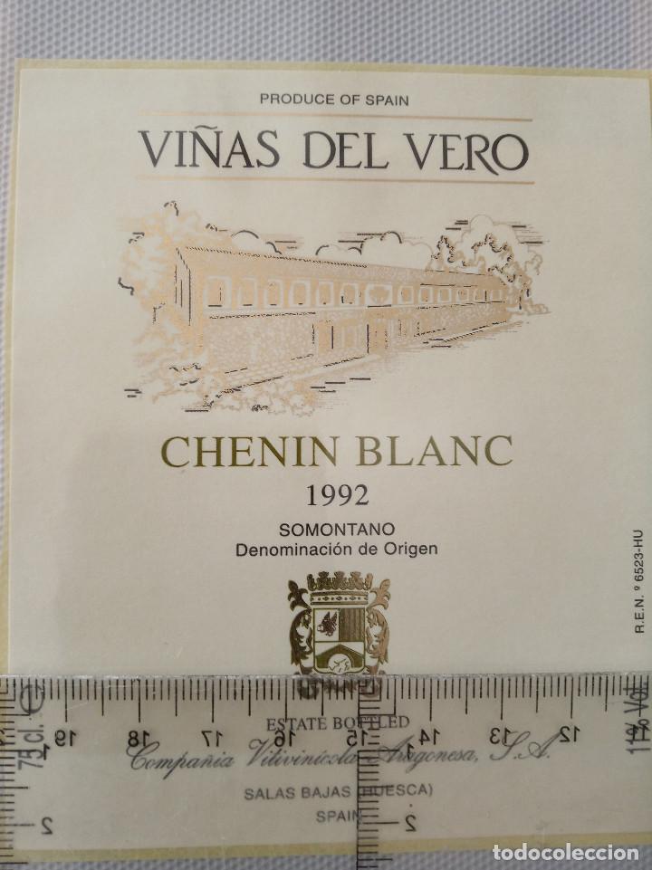 Etiquetas antiguas: etiqueta de vino - vi&ntilde;as de vero - chenin blanc 1992 - somontano -