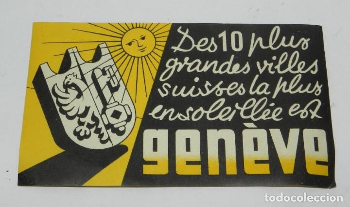 Etiquetas antiguas: ETIQUETA PARA MALETA GENEVE,  LUGGAGE LABEL, SUIZA, MIDE 14,5 X 8,5 CMS.