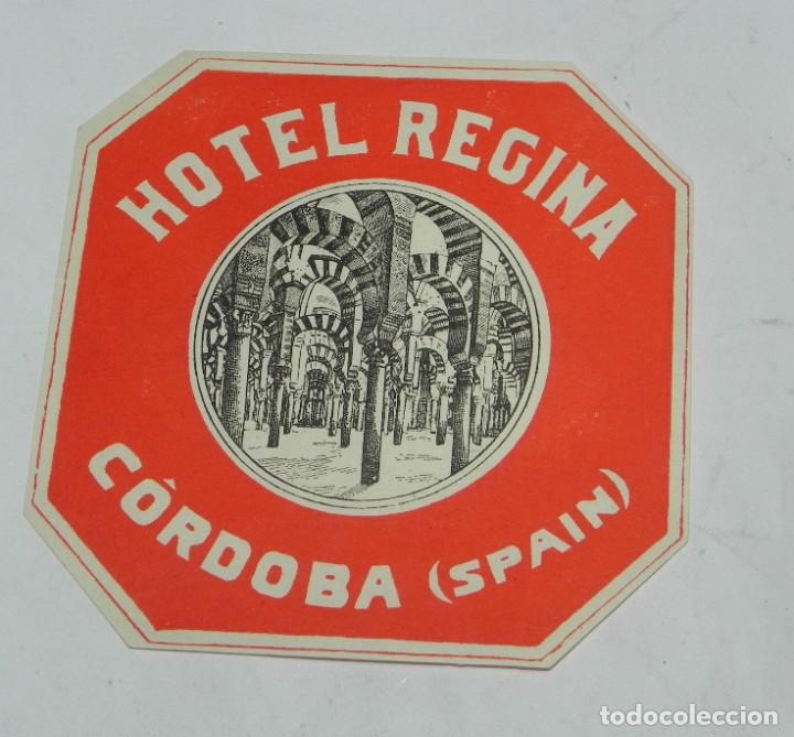 Etiquetas antiguas: ETIQUETA PARA MALETA HOTEL REGINA, CORDOBA, LUGGAGE LABEL, MIDE 10,5 X 10,5 CMS.