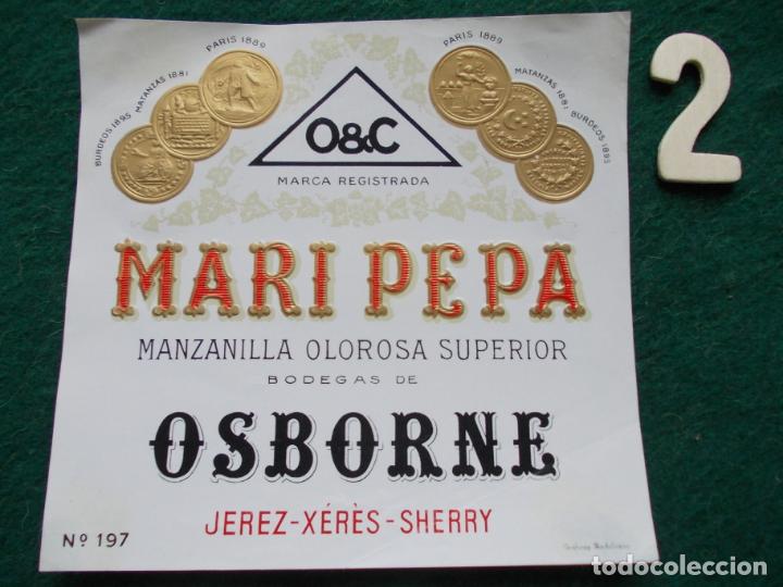 Etiquetas antiguas: ETIQUETA MANZANILLA OSBORNE MARI PEPA