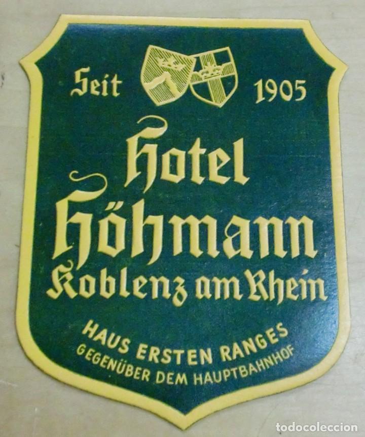 Etiquetas antiguas: ETIQUETA HOTEL H&Ouml;HMANN KOBLENZ AM RHEIN 9,5X7 CM.