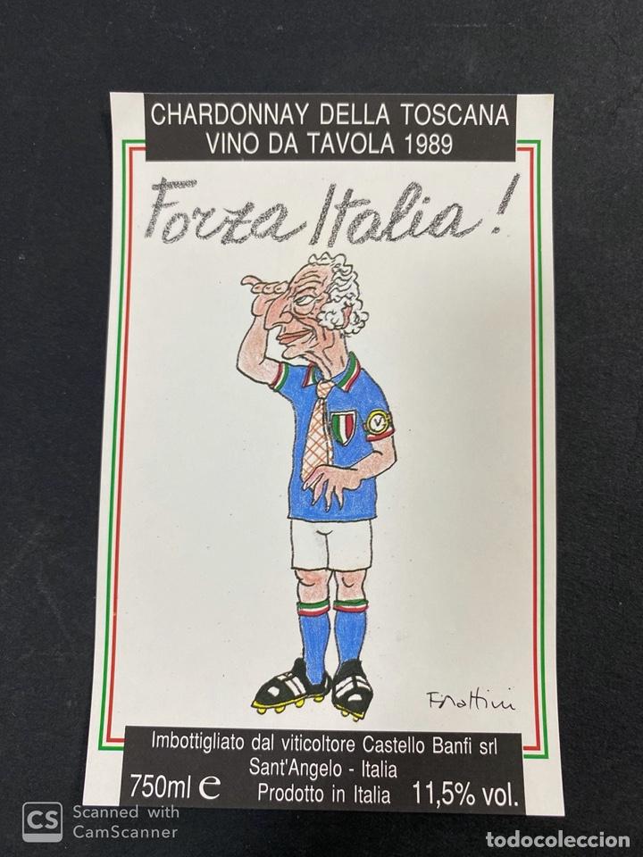 Old Labels: ETIQUETA DE VINO CHARDONNAY DELLA TOSCANA VINO DA TAVOLA. FORZA ITALIA. 1989. VER FOTO.