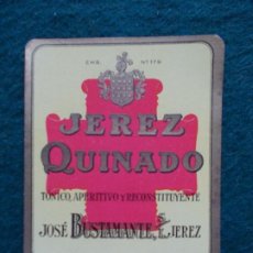 Etiquetas antiguas: ETIQUETA JEREZ QUINADO TONICO, APERITIVO,Y RECOSTITUYENTE JOSÉ BUSTAMANTE JEREZ. Lote 197194332