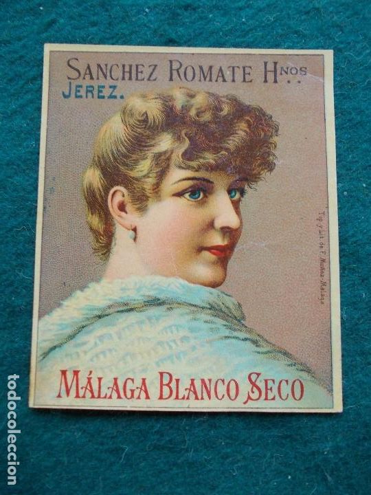 Etiquetas antiguas: ETIQUETA MALAGA BLANCO SECO ROMATE - Foto 1