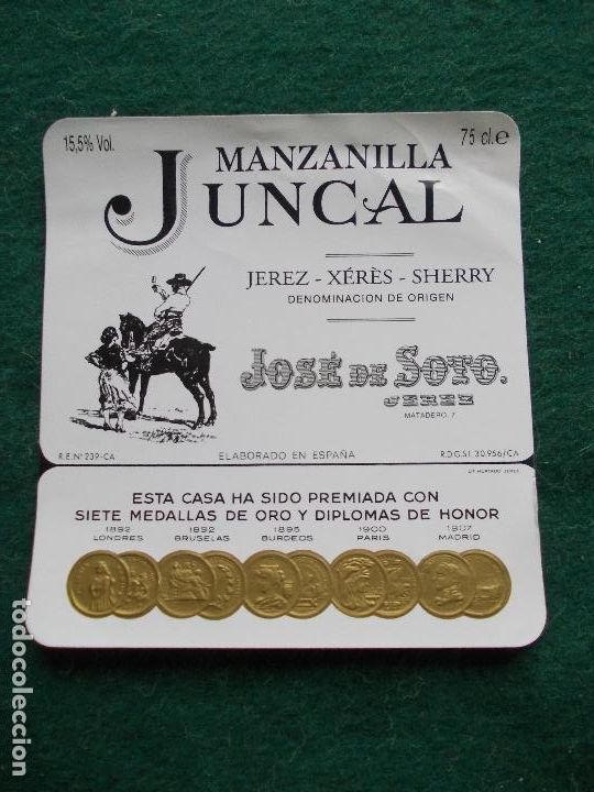 Etiquetas antiguas: ETIQUETA MANZANILLA JUNCAL JOS&Eacute; DE SOTO