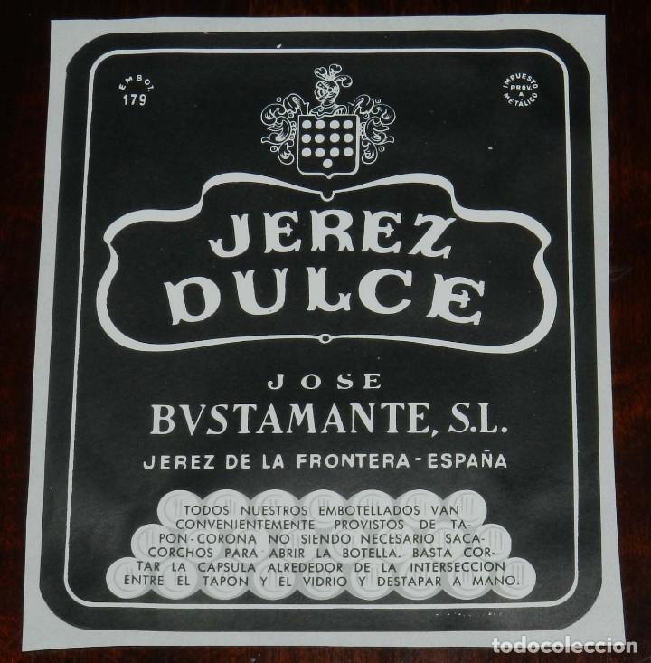 Etichette antiche: ETIQUETA DE JEREZ DULCE, JOSE BUSTAMANTE, JEREZ, , MIDE 12 X 10 CMS.