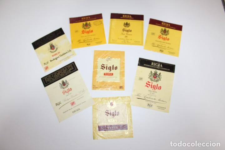 Etiquetas antiguas: LOTE 8 ETIQUETAS ANTIGUAS VINO RIOJA SIGLO - AGE  BODEGAS UNIDAS