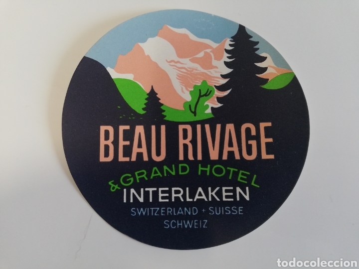 Etiquetas antiguas: ETIQUETA BEAU RIVAGE GRAND HOTEL INTERLAKEN SUIZA LUGGAGE LABEL.