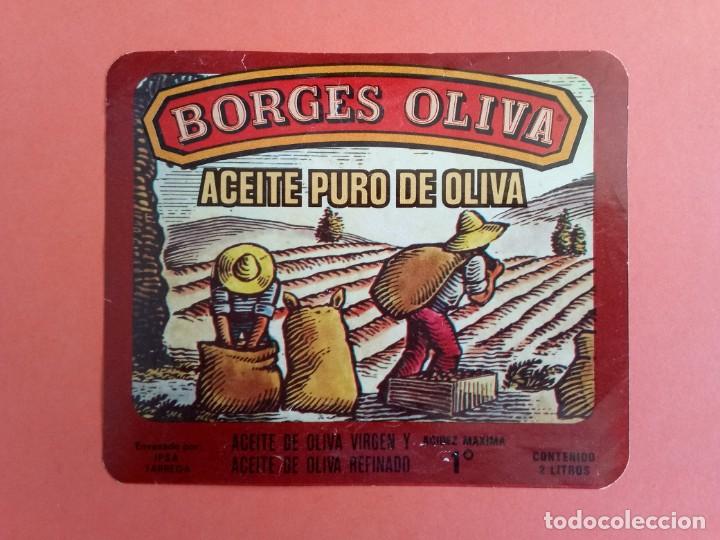 Etichette antiche: Etiqueta Antigua de aceite puro de oliva BORGES