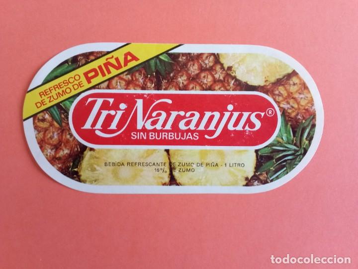Etichette antiche: Etiqueta Antigua de TRINARANJUS de pi&ntilde;a sin burbujas