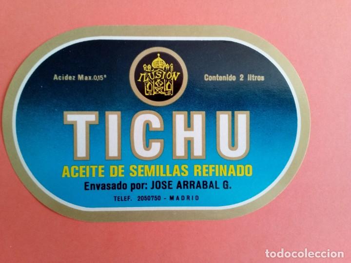 Etichette antiche: Etiqueta Antigua de aceite de semillas refinado marca TICHU