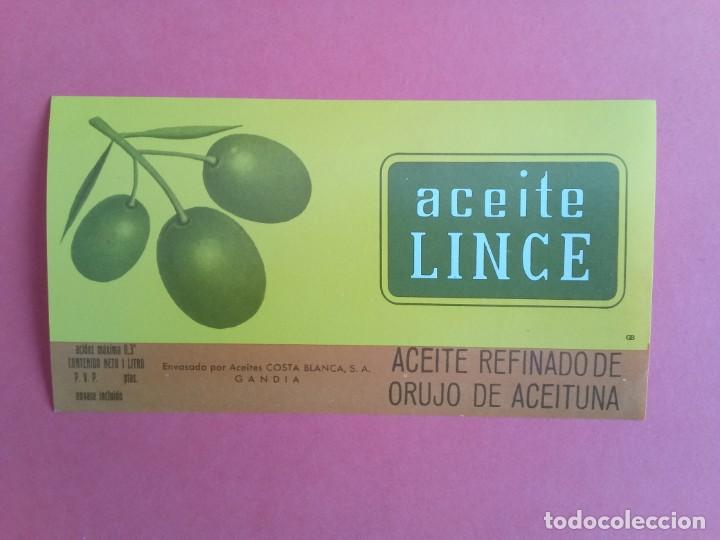 Etichette antiche: Etiqueta Antigua de aceite refinado de orujo de aceituna marca LINCE