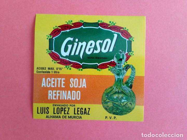 Alte Etiketten: Etiqueta Antigua de aceite de soja refinado marca GINESOL