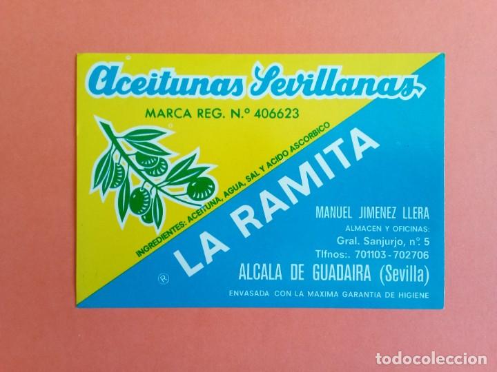 Alte Etiketten: Etiqueta Antigua de Aceiunas Sevillanas marca LA RAMITA