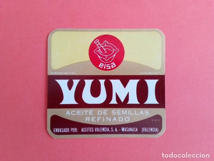 Alte Etiketten: Etiqueta Antigua de aceite de semillas refinado marca YUMI