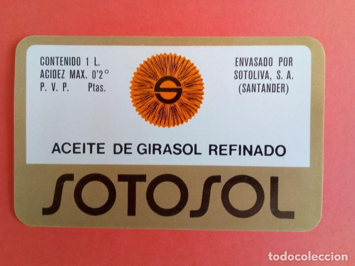 Alte Etiketten: Etiqueta Antigua de aceite de girasol refinado marca SOTOSOL