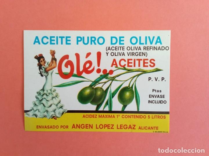 Alte Etiketten: Etiqueta Antigua de aceite puro de oliva marca OL&Eacute;