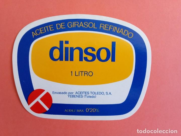 Alte Etiketten: Etiqueta Antigua de aceite de girasol refinado DINSOL. Yebenes Toledo