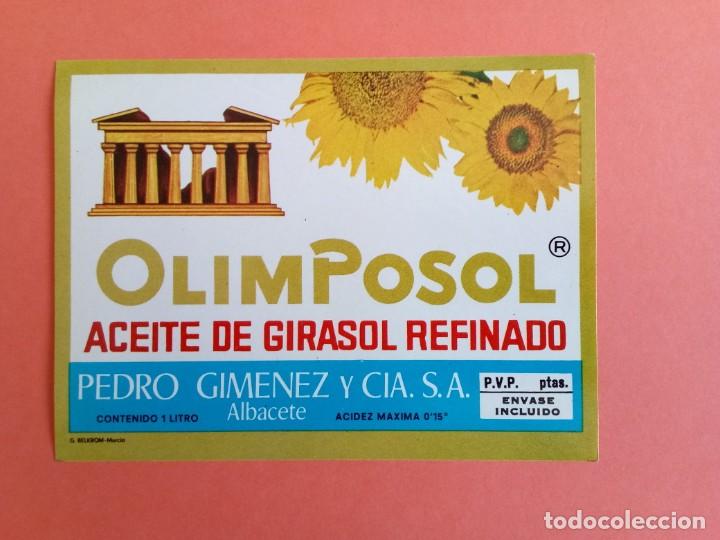 Alte Etiketten: Etiqueta Antigua de aceite de girasol refinado OLIMPOSOL. Albacete