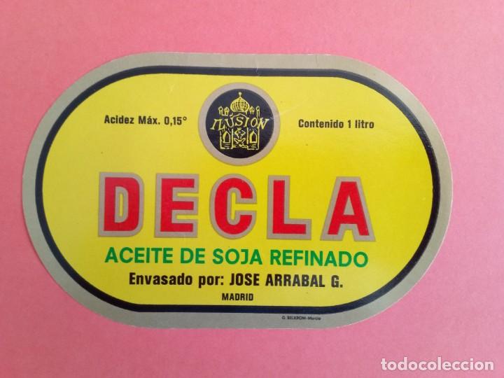Alte Etiketten: Etiqueta Antigua de aceite de soja refinado marca DECLA ILUSION