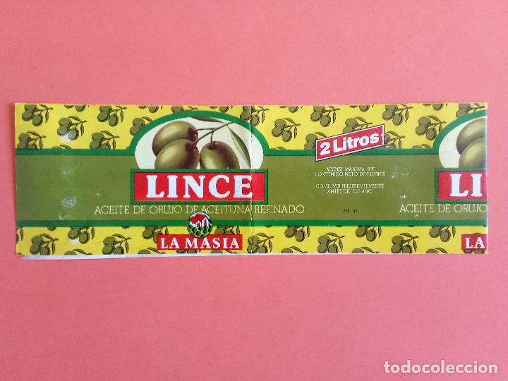 Alte Etiketten: Etiqueta Antigua de aceite de orujo de aceituna refinado marca LINCE. LA MASIA