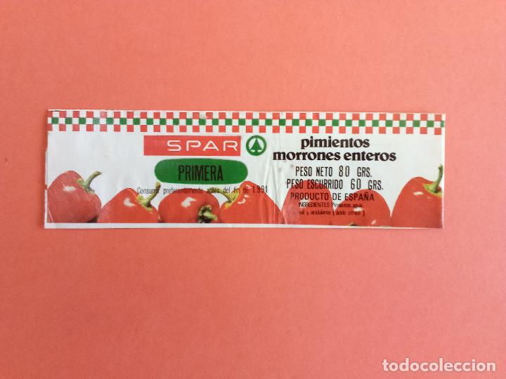 Old Labels: Etiqueta Antigua de pimientos morrones enteros marca SPAR