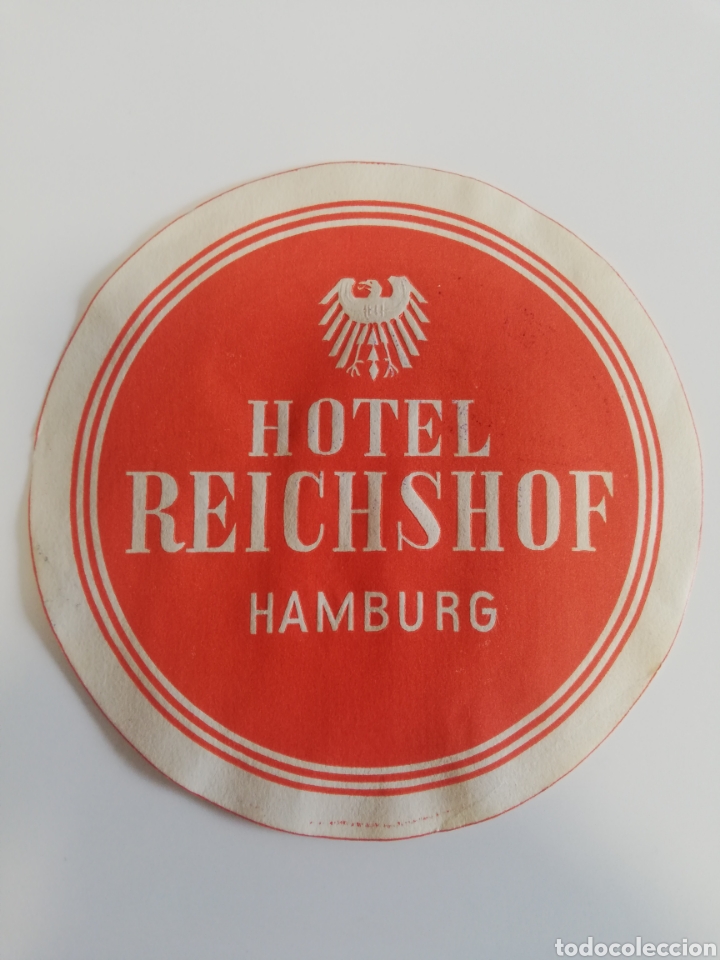 Etiquetas antiguas: ETIQUETA HOTEL REICHSHOF HAMBURG HAMBURGO ALEMANIA LUGGAGE LABEL.