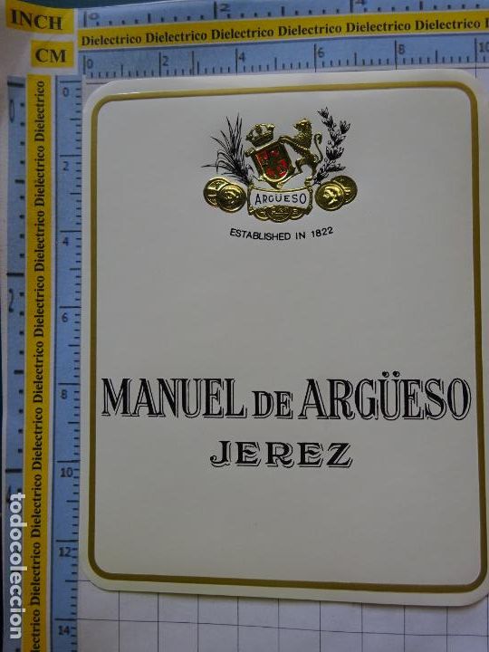 Alte Etiketten: ETIQUETA DE BEBIDAS. VINO LICORES. MANUEL DE ARG&Uuml;ESO JEREZ. 111