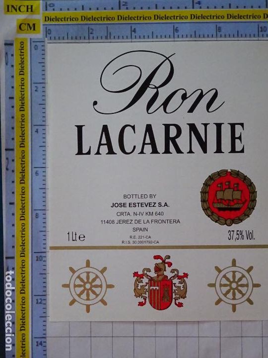 Alte Etiketten: ETIQUETA DE BEBIDAS. VINO LICORES. RON LACARNIE. JEREZ DE LA FRONTERA. 478