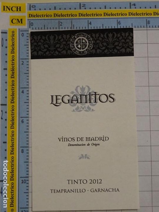 Alte Etiketten: ETIQUETA DE BEBIDAS. VINO LICORES. LEGANITOS VINOS DE MADRID TINTO 2012 TEMPRANILLO GARNACHA . 651