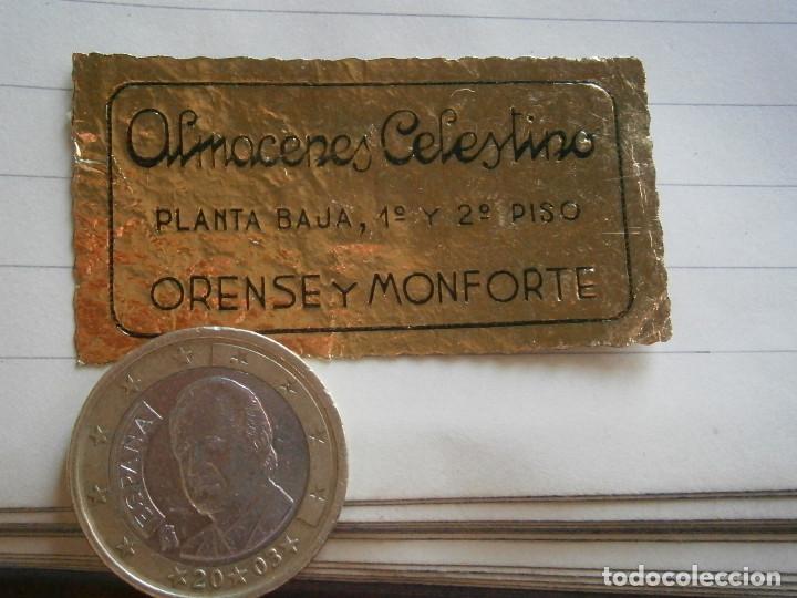 Etiquetas antiguas: ALMACENES CELESTINO,ORENSE,Y,MONFORTE&iexcl;ETIQUETA,DE,IMPRENTA&iexcl;A&Ntilde;OS 20,30,UNICA EN TC&iexcl;DISPONEMOS,CON,MAS