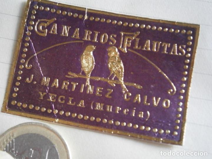 Etiquetas antiguas: CANARIOS FLAUTAS,J.MARTINEZ.CALVO.YECLA&iexcl;ETIQUETA,DE,IMPRENTA&iexcl;A&Ntilde;OS 20,30,UNICA EN TC&iexcl;DISPONEMOS,CON,M