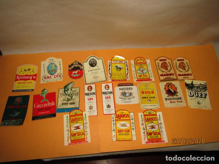Etiquetas antiguas: Antiguo Lote de 20 Etiquetas de Marcas de Ginebra Diferentes - A&ntilde;o 1970s.