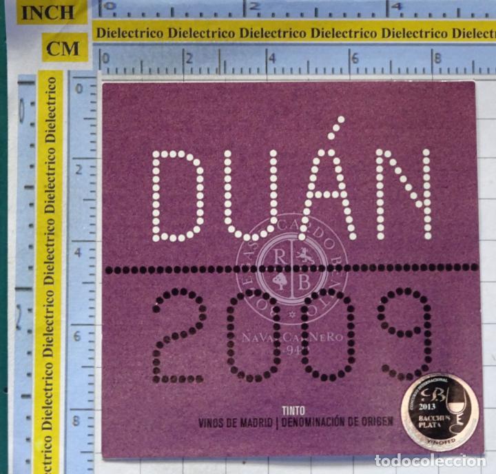 Old Labels: ETIQUETA DE BEBIDAS. VINO LICORES. DU&Aacute;N 2009 TINTO DENOMINACI&Oacute;N ORIGEN MADRID. 70