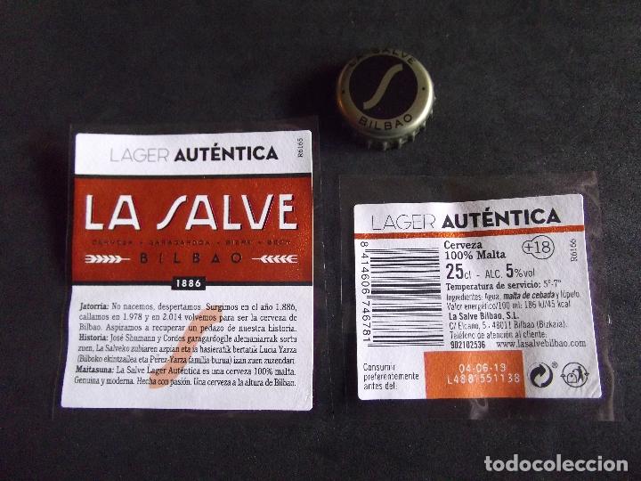 Old Labels: CERVEZA-V9E-8-ETIQUETAS Y CHAPA-LA SALVE