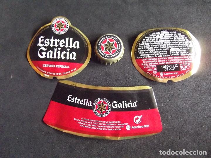 Etiquetas antiguas: CERVEZA-V9E-8-ETIQUETAS Y CHAPA-ESTRELLA GALICIA