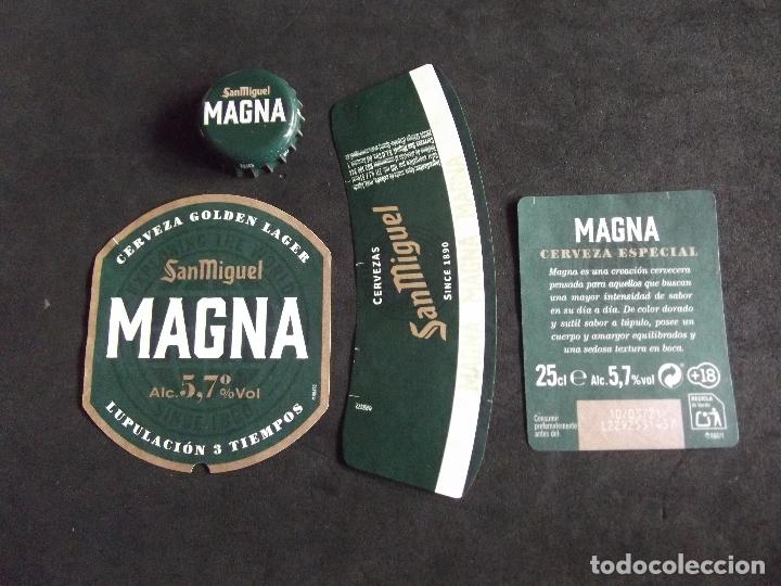Etiquetas antiguas: CERVEZA-V9E-8-ETIQUETAS Y CHAPA-SAN MIGUEL-MAGNA