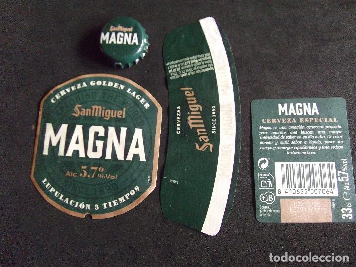 Etiquetas antiguas: CERVEZA-V9E-8-ETIQUETAS Y CHAPA-SAN MIGUEL-MAGNA