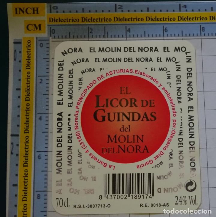 Old Labels: ETIQUETA DE BEBIDAS. VINO LICORES. EL LICOR DE GUINDAS DEL MOLIN DEL NORA. ASTURIAS. 85