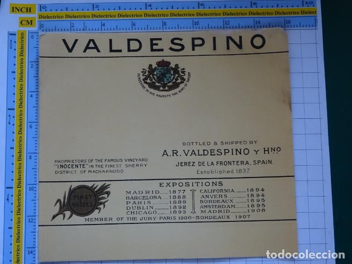 Etichette antiche: ETIQUETA DE BEBIDAS. VINOS LICORES. VALDESPINO PRIMEROS PREMIOS. 131