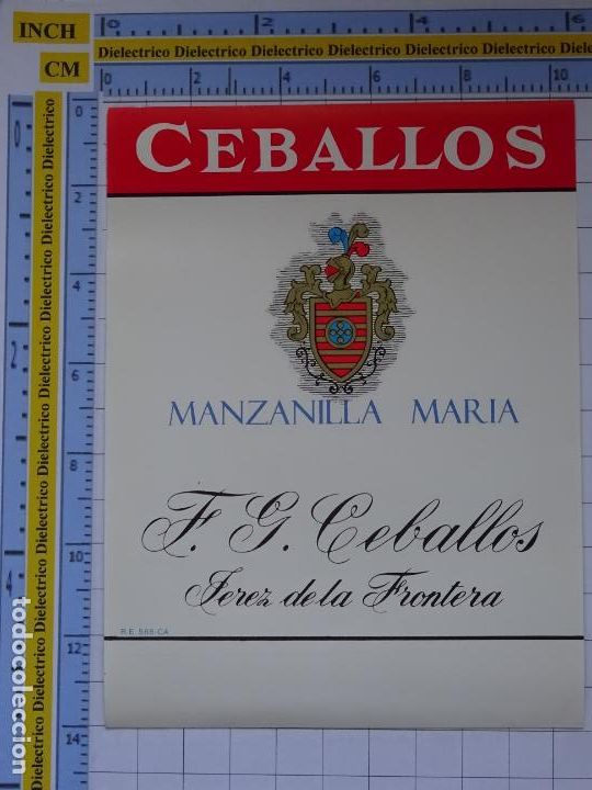 Old Labels: ETIQUETA DE BEBIDAS. VINOS LICORES. MANZANILLA MARIA CEBALLOS. JEREZ DE LA FRONTERA. 144
