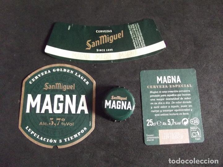 Etiquetas antiguas: CERVEZA-V9-K-I-ETIQUETAS Y CHAPA-SAN MIGUEL-MAGNA