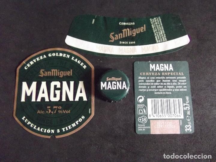 Etiquetas antiguas: CERVEZA-V9-K-I-ETIQUETAS Y CHAPA-SAN MIGUEL-MAGNA.